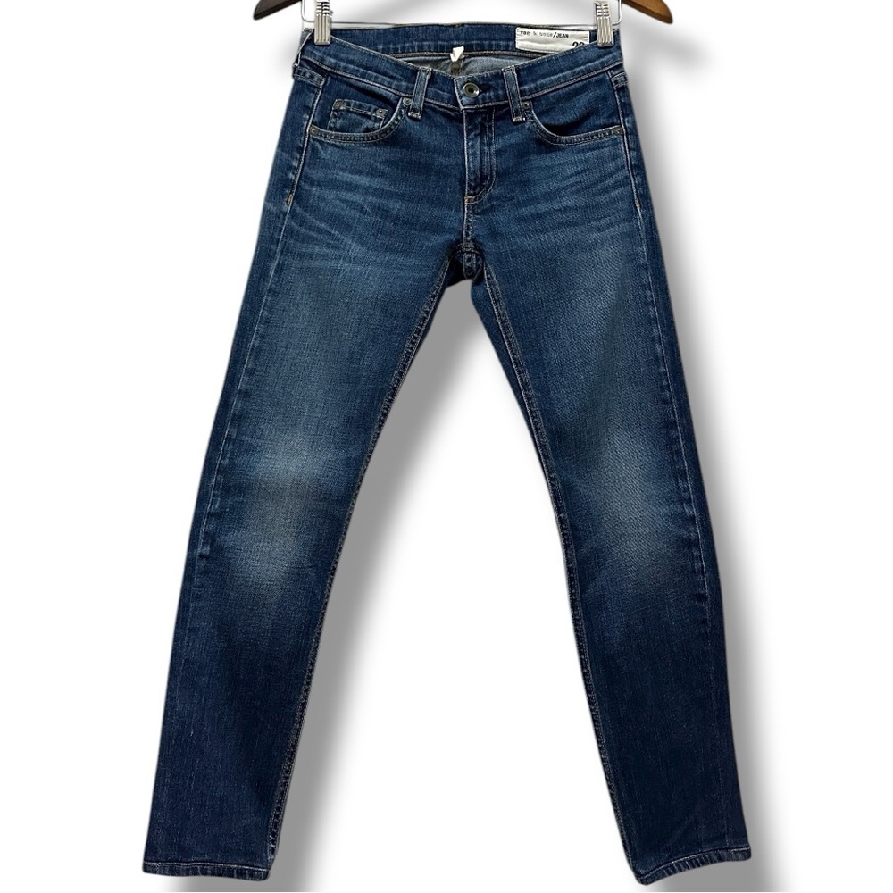 431 Rag & Bone | EUC USA Medium-dark blue fading Mid Rise Skinny Jeans (Sz 23) - Picture 3 of 14